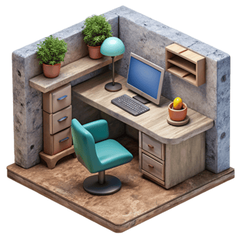 stunning creative Virtual Office Space Cutout Element exclusive png