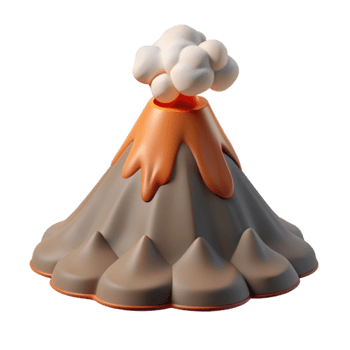 extraordinary minimalist Volcano Erupting Side View Transparent Background Cutout professional png