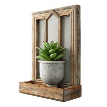 magnificent vintage Wall Mounted Vertical Planter Isolated Wooden Frame professional png