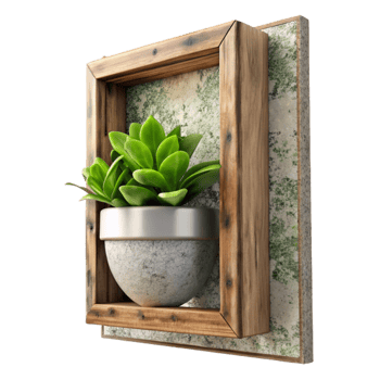 magnificent vintage Wall Mounted Vertical Planter Isolated Wooden Frame detailed png