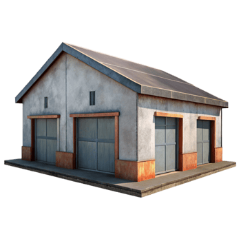 dramatic vintage Warehouse Building Transparent Background high quality png