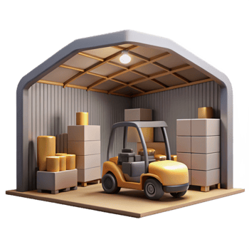 vibrant classic Warehouse Interior with Forklift Isolated professional png