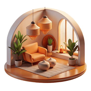 stunning vintage Warm Light Interior Scene Transparent Background exclusive png