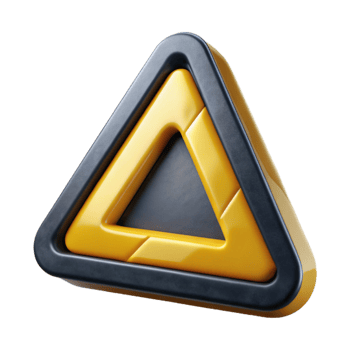 beautiful artistic Warning Sign Triangle Shape Yellow Black Cutout professional png