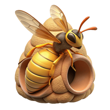 dramatic traditional Wasp Building Nest Isolated high quality png