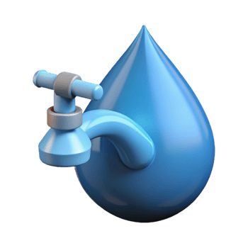 vibrant artistic Water Conservation Drop with Faucet Icon Cutout high quality png