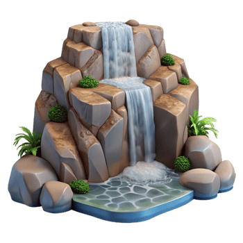 serene contemporary Waterfall Cascading Down Rocks Scenic View Isolated professional png