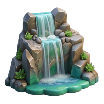 serene artistic Waterfall Cascading Down Rocks Scenic View Isolated high quality png