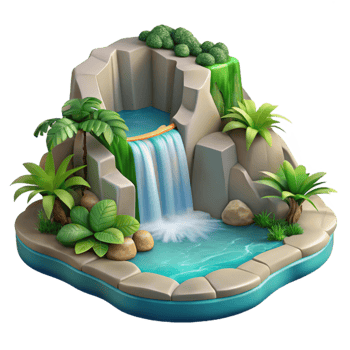 stunning creative Waterfall Cascading Into Jungle Pool Transparent original png