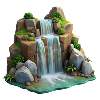 vibrant modern Waterfall Cascading Rocks Nature Isolated detailed png