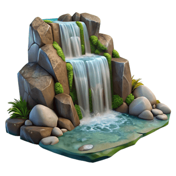 extraordinary contemporary Waterfall Cascading Rocks Nature Isolated authentic png