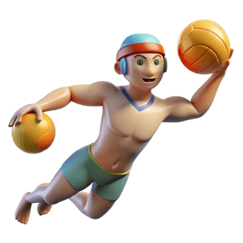 vibrant classic Water Polo Player Throwing Ball Action Pose Isolated premium png