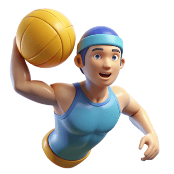 elegant minimalist Water Polo Player Throwing Ball Action Pose Isolated original png