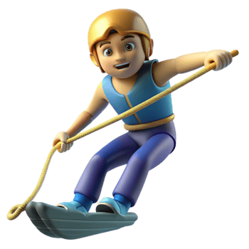 magnificent creative Water Skier Holding Rope Tightly Isolated png