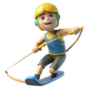 extraordinary abstract Water Skier Holding Rope Tightly Isolated exclusive png