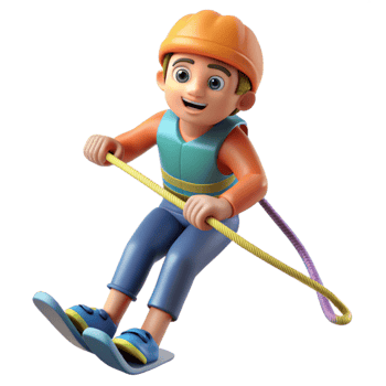 extraordinary traditional Water Skier Holding Rope Tightly Isolated exclusive png