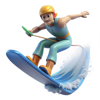 serene traditional Water Skier Jumping Wake Side View Cutout Element authentic png