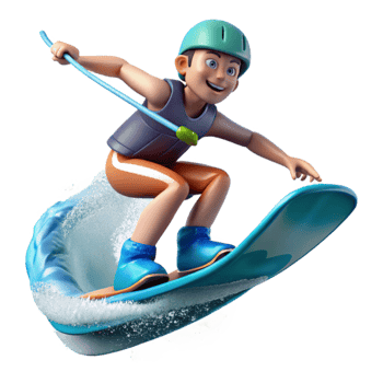 impressive creative Water Skier Jumping Wake Side View Cutout Element detailed png