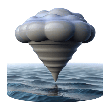 magnificent artistic Waterspout Formation Gray Transparent Background Ocean high resolution png