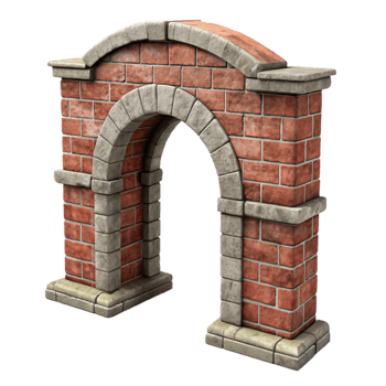 magnificent vintage Weathered Brick Archway Front View Isolated Element professional png