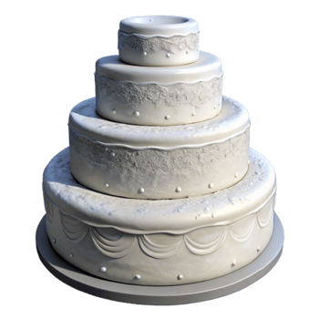 dramatic minimalist Wedding Cake White Three Tier Isolated on Transparent Background professional png
