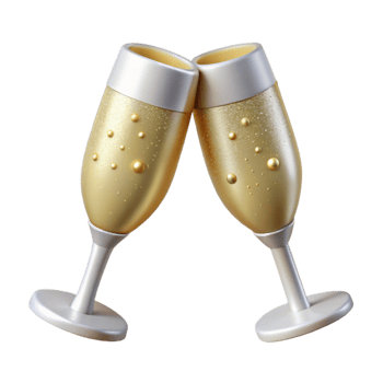 beautiful contemporary Wedding Champagne Glasses with Bubbles Cutout professional png