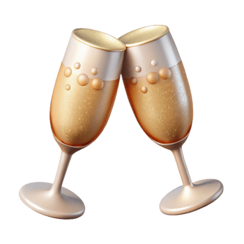 dramatic classic Wedding Champagne Glasses with Bubbles Cutout high quality png