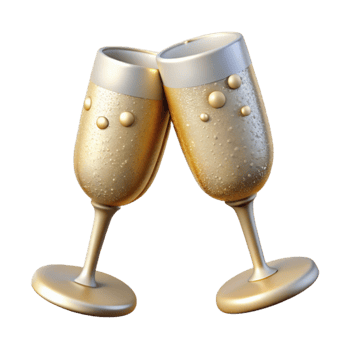 elegant minimalist Wedding Champagne Glasses with Bubbles Cutout authentic png