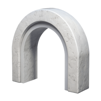 serene contemporary White Concrete Arch Isolated with Soft Lighting premium png