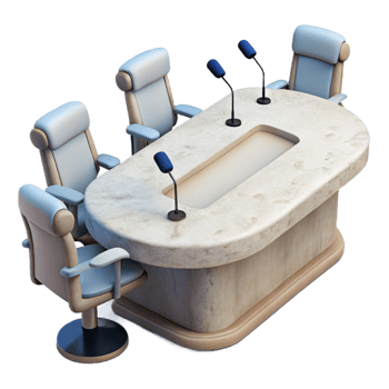 stunning artistic White Conference Table with Microphones Cutout professional png