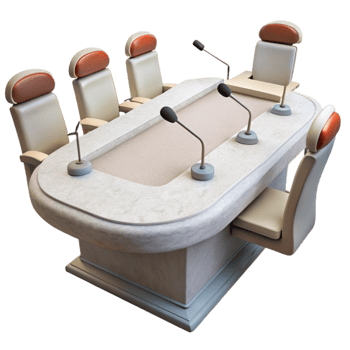 elegant artistic White Conference Table with Microphones Cutout high quality png