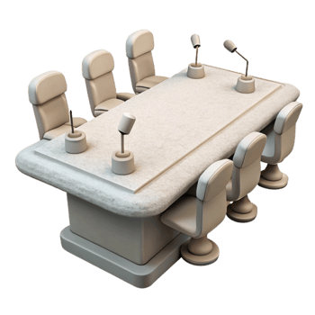 impressive minimalist White Conference Table with Microphones Cutout original png