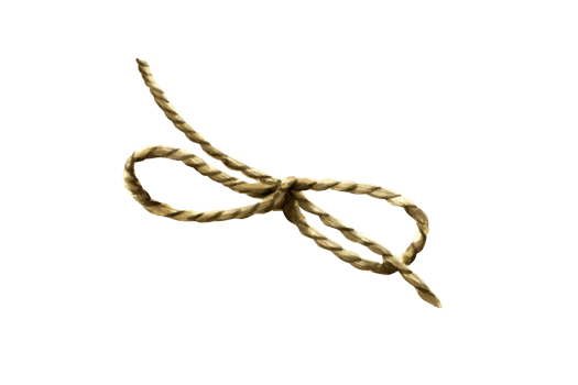 Twine string tied in a bow. Watercolor hand drawn packthread isolated on transparent background. Tie jute illustration. For designers, menu, decoration, food blog, ecofriendly branding. Healthy png