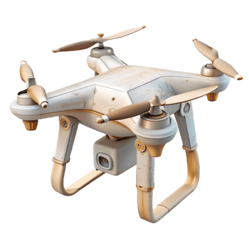 stunning abstract White Drone with Extended Landing Gear Cutout original png