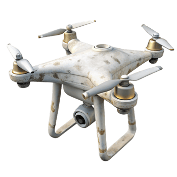 stunning rustic White Drone with Extended Landing Gear Cutout exclusive png