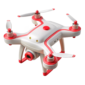 extraordinary contemporary White Drone with Red Accents Transparent Background original png