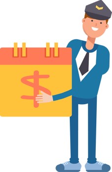 Postman Character and Payment Date Calendar png