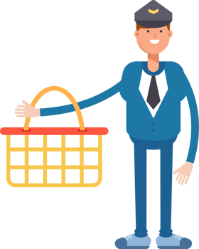 Postman Character Holding Shopping Basket png
