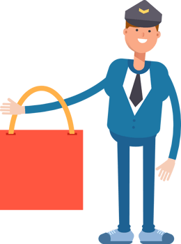 Postman Character Holding Shopping Bag png