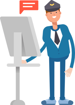 Postman Character Working on Computer png