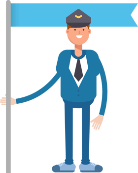 Postman Character Holding Flag Pole png