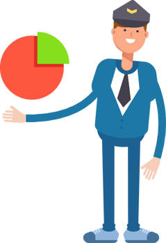 Postman Character Holding Pie Chart png