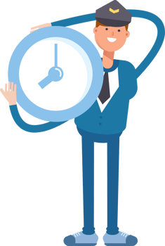 Smile Postman Character Holding Clock Illustration png