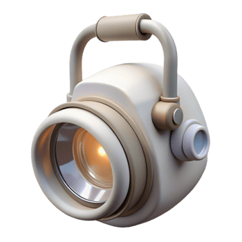 serene vintage White Headlamp Front View Isolated exclusive png