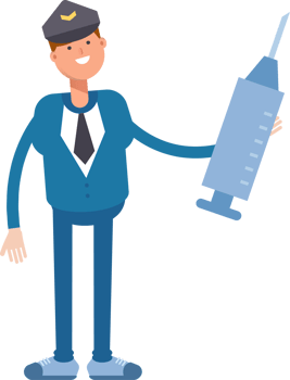 Postman Character Holding Medical Syringe Illustration png