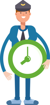 Postman Character Holding Clock png