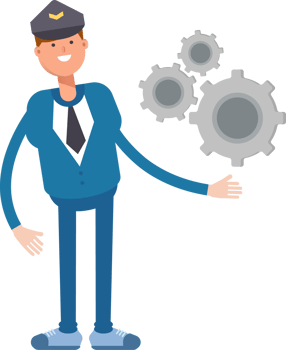 Postman Character Holding Gears png