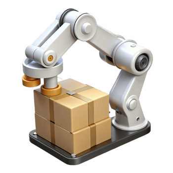 vibrant abstract White Industrial Robot Lifting Box Cutout png
