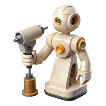 stunning contemporary White Industrial Robot with Touchscreen Cutout authentic png