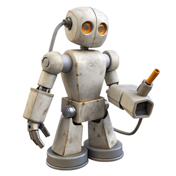 stunning rustic White Industrial Robot with Touchscreen Cutout professional png